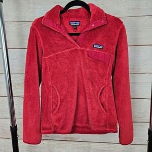 Patagonia Garnett Red Re Tool Snap Button Fleece Pullover Size Small